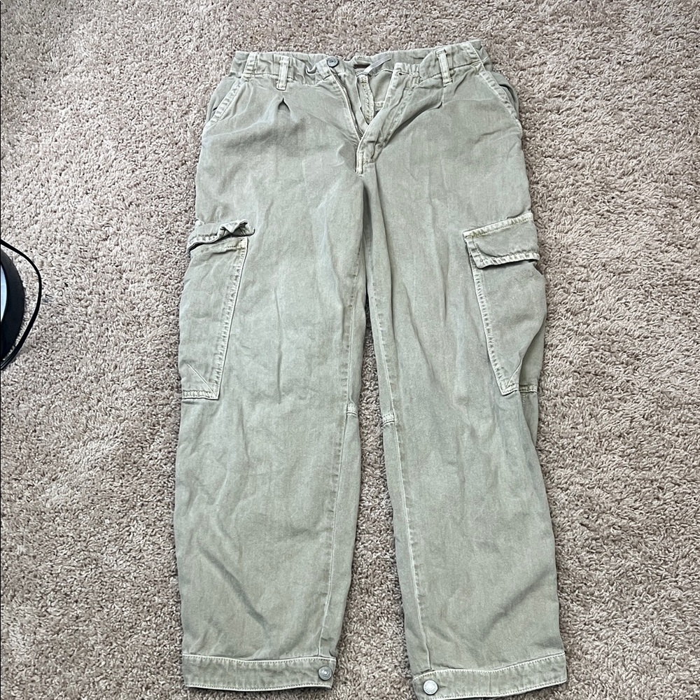 Free People Womens Cargo Pants - Light Gray/Green Sz 2